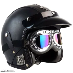 کلاه کاسکت چرم عینک دار ROCK