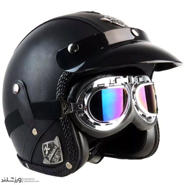 کلاه کاسکت چرم عینک دار ROCK