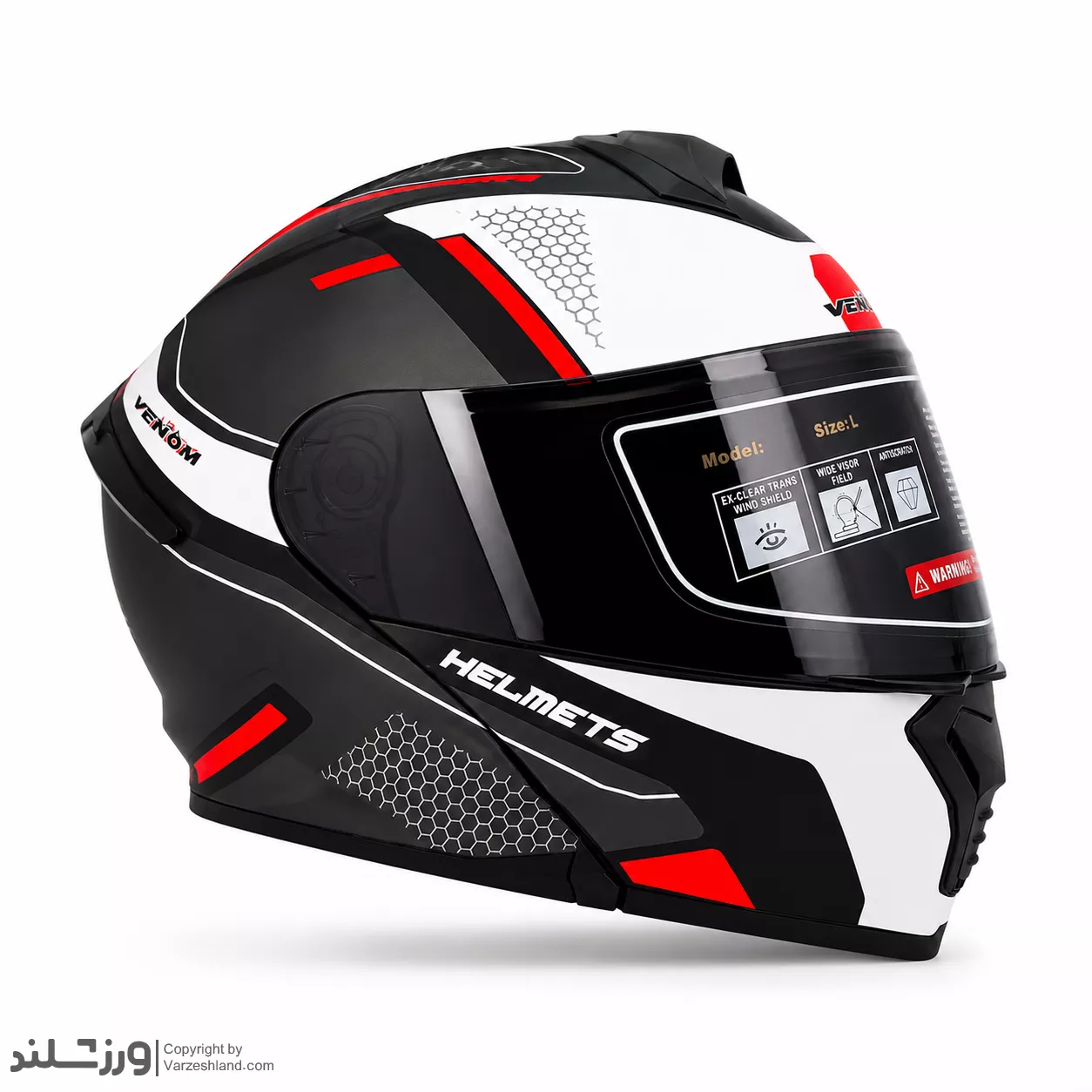 2332 کلاه کاسکت ونوم VENOM فک متحرک مشکی کد 2332 – سایز L- XL - Image 1