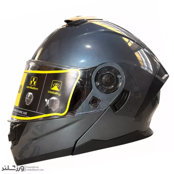 کلاه کاسکت فک متحرک Metallic Gray